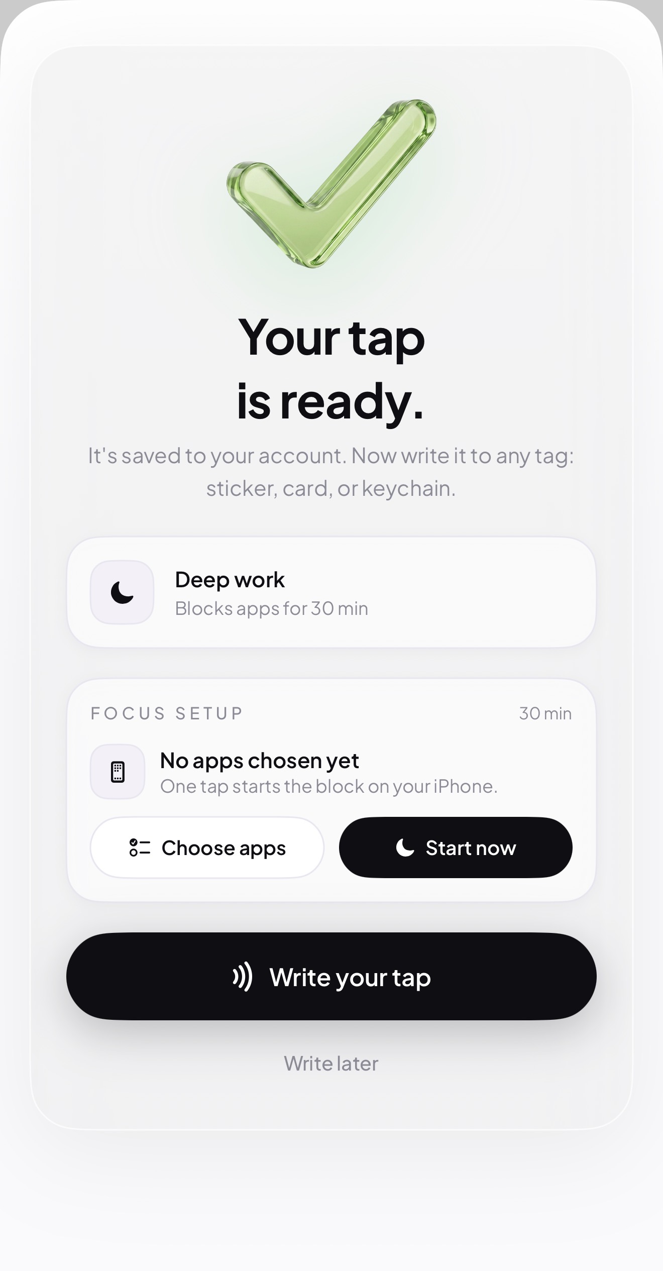 Tap: your tap is ready
